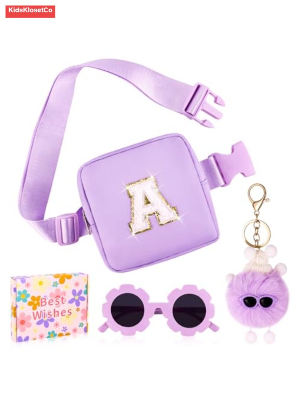 Personalized Initial Fanny Pack for Kids with Sunglasses & Keychain, Mini